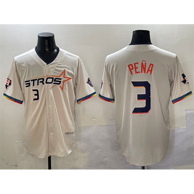 Houston Astros #3 Jeremy Pena Cream JEROMEN 2025 City Connect With Texas Patch Limited Stitched Jersey