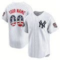 Custom New York Yankees White JEROMEN USA 250 Fourth of July Limited Stitched Jersey