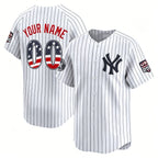 Custom New York Yankees White JEROMEN USA 250 Fourth of July Limited Stitched Jersey