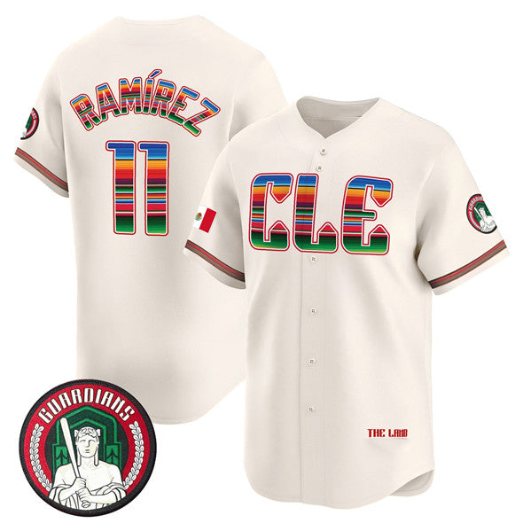 Cleveland Guardians #11 Jos¨¦ Ram¨ªrez Cream JEROMEN Mexico Vapor Premier Limited Stitched Jersey