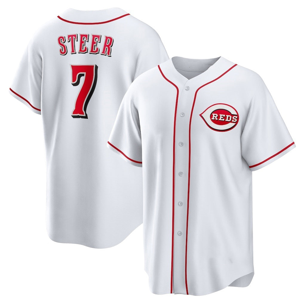Cincinnati Reds #7 Spencer Steer White JEROMEN Home Replica Jersey