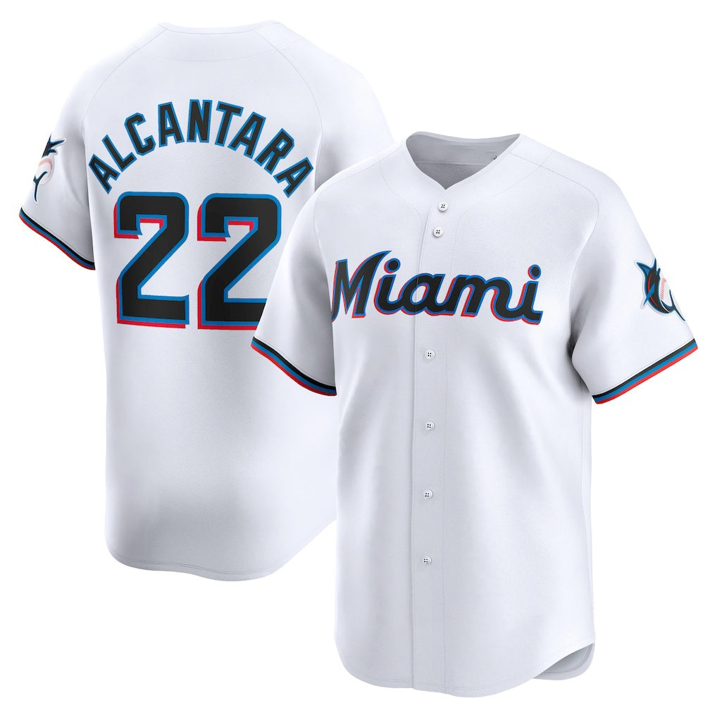 Miami Marlins #22 Sandy Alcantara White JEROMEN Home Limited Player Jersey
