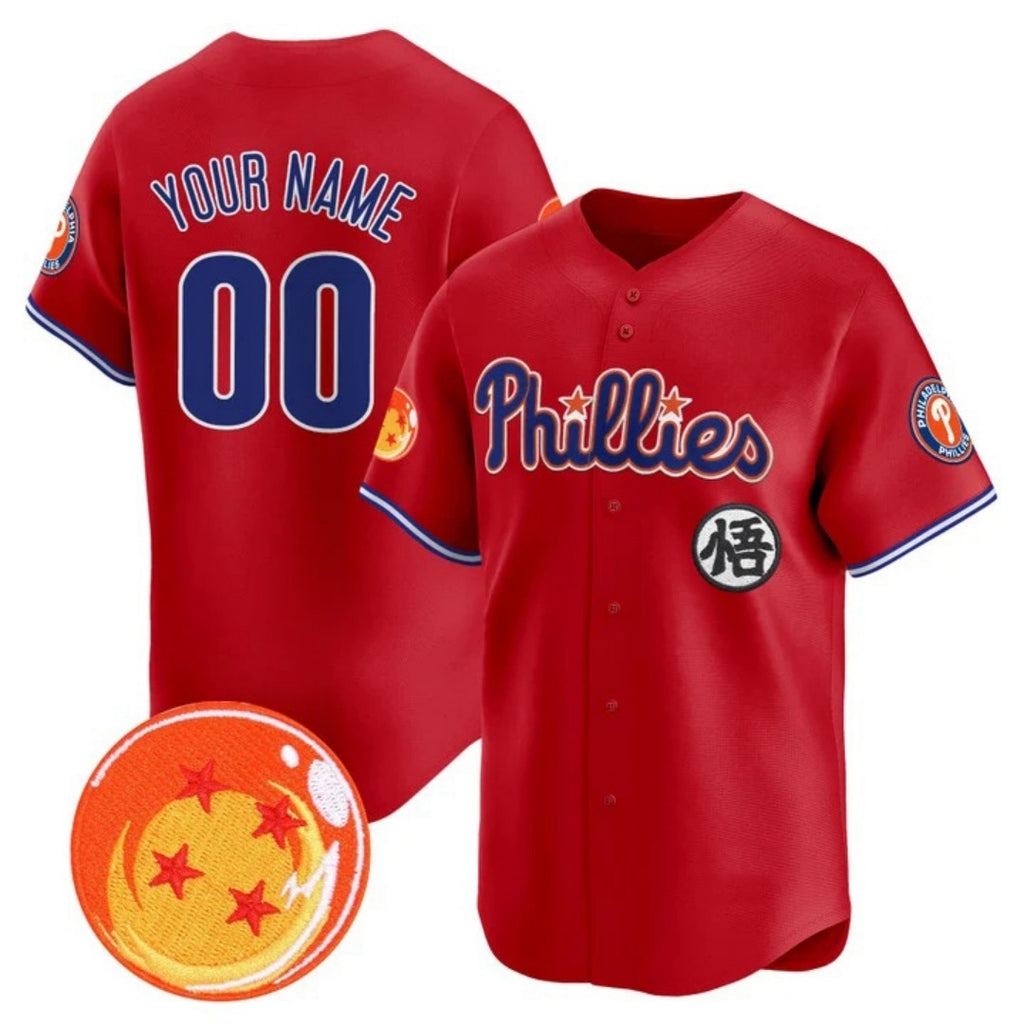 Custom Philadelphia Phillies x Dragon Ball Red JEROMEN Vapor Premier Limited Jersey - All Stitched
