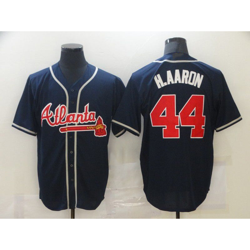 Atlanta Braves #44 Hank Aaron Navy Blue JEROMEN Stitched Cool Base Jersey