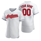 Custom Cleveland Indians White JEROMEN 2020 Stitched Flex Base Jersey