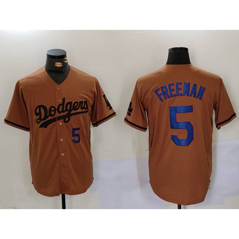 Los Angeles Dodgers #5 Freddie Freeman Number Olive JEROMEN Cool Base Limited Stitched Jerseys