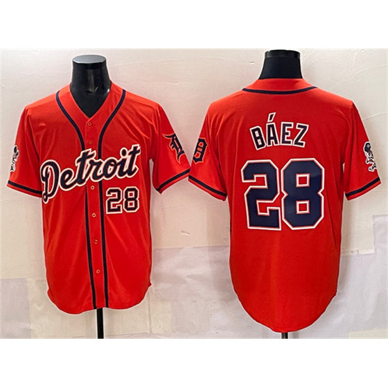 Detroit Tigers #28 Javier B¨¢ez Orange JEROMEN With Patch Vapor Premier Limited Stitched Jersey