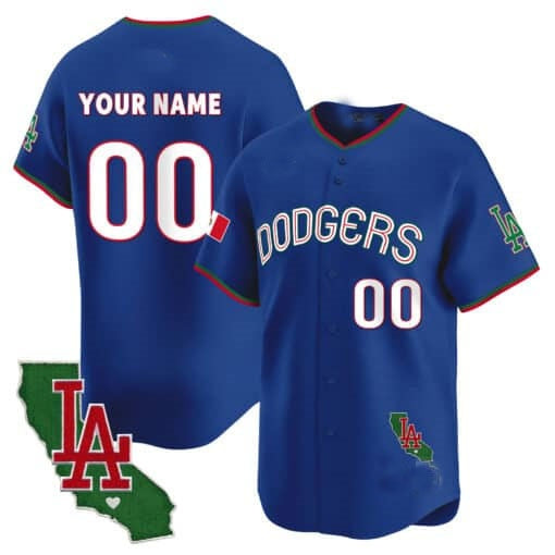 Custom Los Angeles Dodgers Mexico California Patch Vapor Premier Limited Jersey V3 ¨C Royal JEROMEN