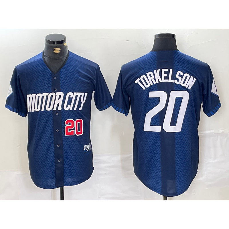 Detroit Tigers #20 Spencer Torkelson Number 2024 Navy JEROMEN City Connect Cool Base Limited Stitched Jersey