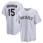 Colorado Rockies #15 Hunter Goodman White JEROMEN Home Replica Jersey