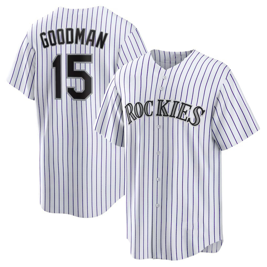 Colorado Rockies #15 Hunter Goodman White JEROMEN Home Replica Jersey
