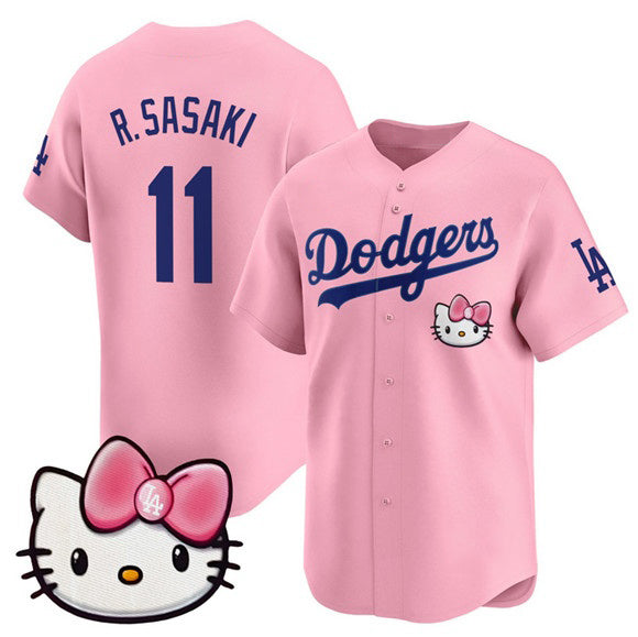 Los Angeles Dodgers #11 Roki Sasaki Pink JEROMEN 2025 Hello Kitty Vapor Limited Stitched Jersey