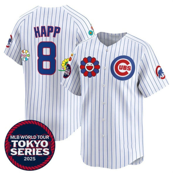 Chicago Cubs #8 Ian Happ White JEROMEN 2025 Tokyo Series Limited Stitched Jersey
