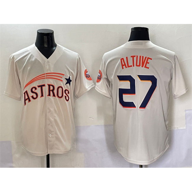Houston Astros #27 Jose Altuve Cream JEROMEN Throwback Cooperstown Collection Limited Stitched Jersey