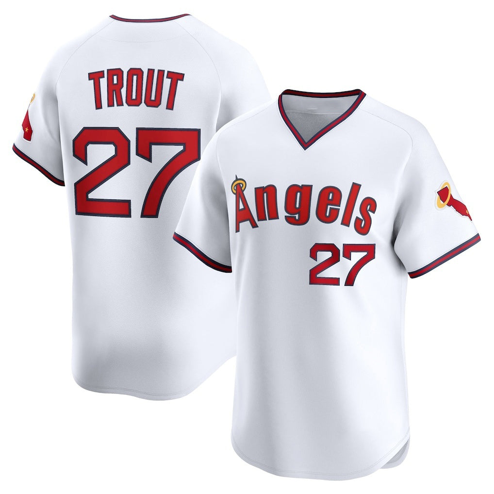 Los Angeles Angels #27 Mike Trout White JEROMEN Alternate Limited Jersey