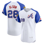 Atlanta Braves #28 Matt Olson White JEROMEN City Connect Elite Jersey 2