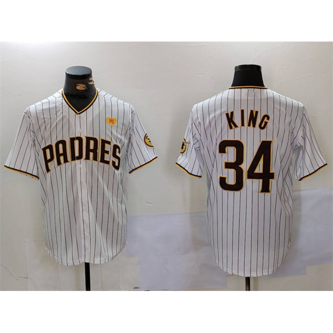 San Diego Padres #34 Michael King White JEROMEN With PS Patch Cool Base Stitched Jersey