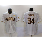 San Diego Padres #34 Michael King White JEROMEN With PS Patch Cool Base Stitched Jersey