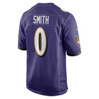 B.Ravens #0 Roquan Smith Purple JEROMEN Team Game Jersey