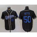 Los Angeles Dodgers #50 Mookie Betts Number Black JEROMEN Cool Base With Patch Stitched Jerseys