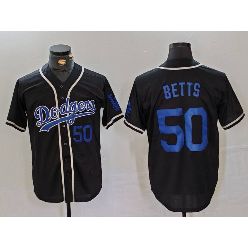 Los Angeles Dodgers #50 Mookie Betts Number Black JEROMEN Cool Base With Patch Stitched Jerseys