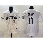Houston Astros #0 Orbit White JEROMEN Gothic 'Houston Born Barrio Raised' Limited Stitched Jersey