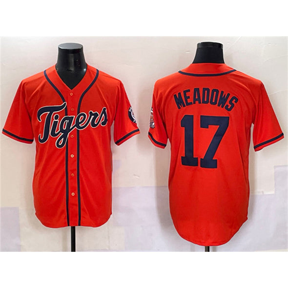Detroit Tigers #17 Parker Meadows Orange JEROMEN With Patch Cool Base Stitched Jersey