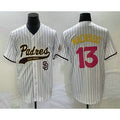 San Diego Padres #13 Manny Machado White JEROMEN Pinstripe 2023 City Connect Cool Base Stitched Jersey