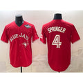 Toronto Blue Jays #4 George Springer Red JEROMEN 2025 World Series Cool Base Stitched Jersey
