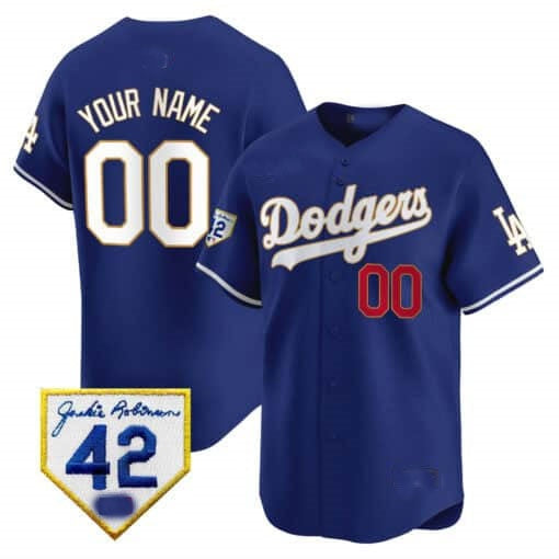 Custom Los Angeles Dodgers 2024 Jackie Robinson Patch Vapor Premier Limited Jersey ¨C Royal JEROMEN