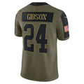 W.Football Team #24 Antonio Gibson Olive JEROMEN Salute To Service Limited Player Jersey