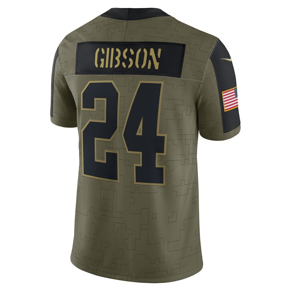 W.Football Team #24 Antonio Gibson Olive JEROMEN Salute To Service Limited Player Jersey