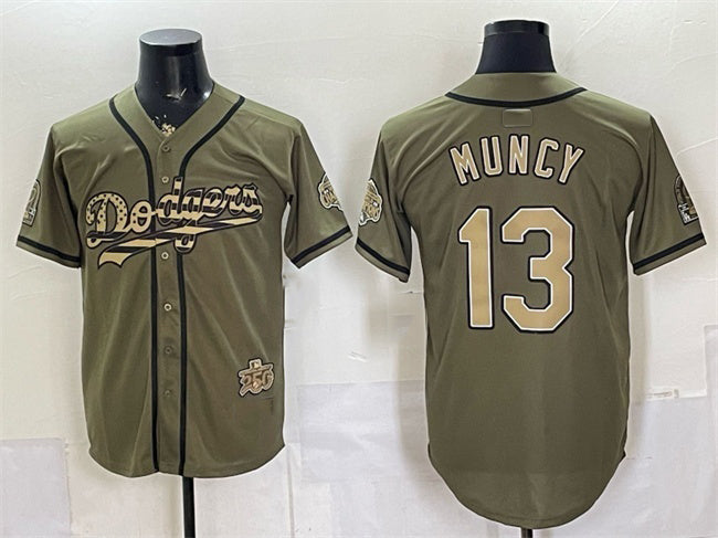 Los Angeles Dodgers #13 Max Muncy Olive JEROMEN 2026 Armed Forces Day Stitched Jersey