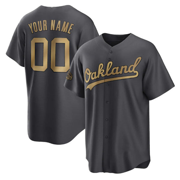 Custom Oakland Athletics Active Player Charcoal JEROMEN 2022 All-Star Cool Base Stitched Jersey