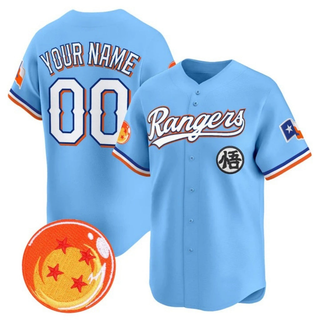 Custom Texas Rangers x Dragon Ball Blue JEROMEN Vapor Premier Limited Jersey - All Stitched