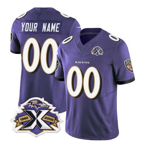Custom B.Ravens Active Player Purple JEROMEN 2023 F.U.S.E With Patch Throwback Vapor Limited Stitched Jersey