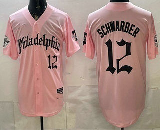 Philadelphia Phillies #12 Kyle Schwarber Pink JEROMEN Gothic Vapor Limited Stitched Jersey