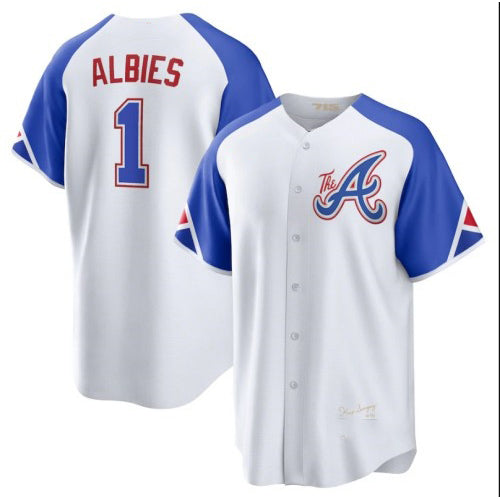 Atlanta Braves #1 Ozzie Albies White JEROMEN 2023 City Connect Cool Base Stitched Jersey