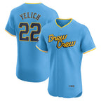 Milwaukee Brewers #22 Christian Yelich Powder Blue JEROMEN City Connect Elite Player Jersey