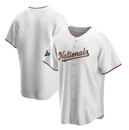 Washington Nationals White Gold JEROMEN 2019 World Series Champions Blank Cool Base Jersey