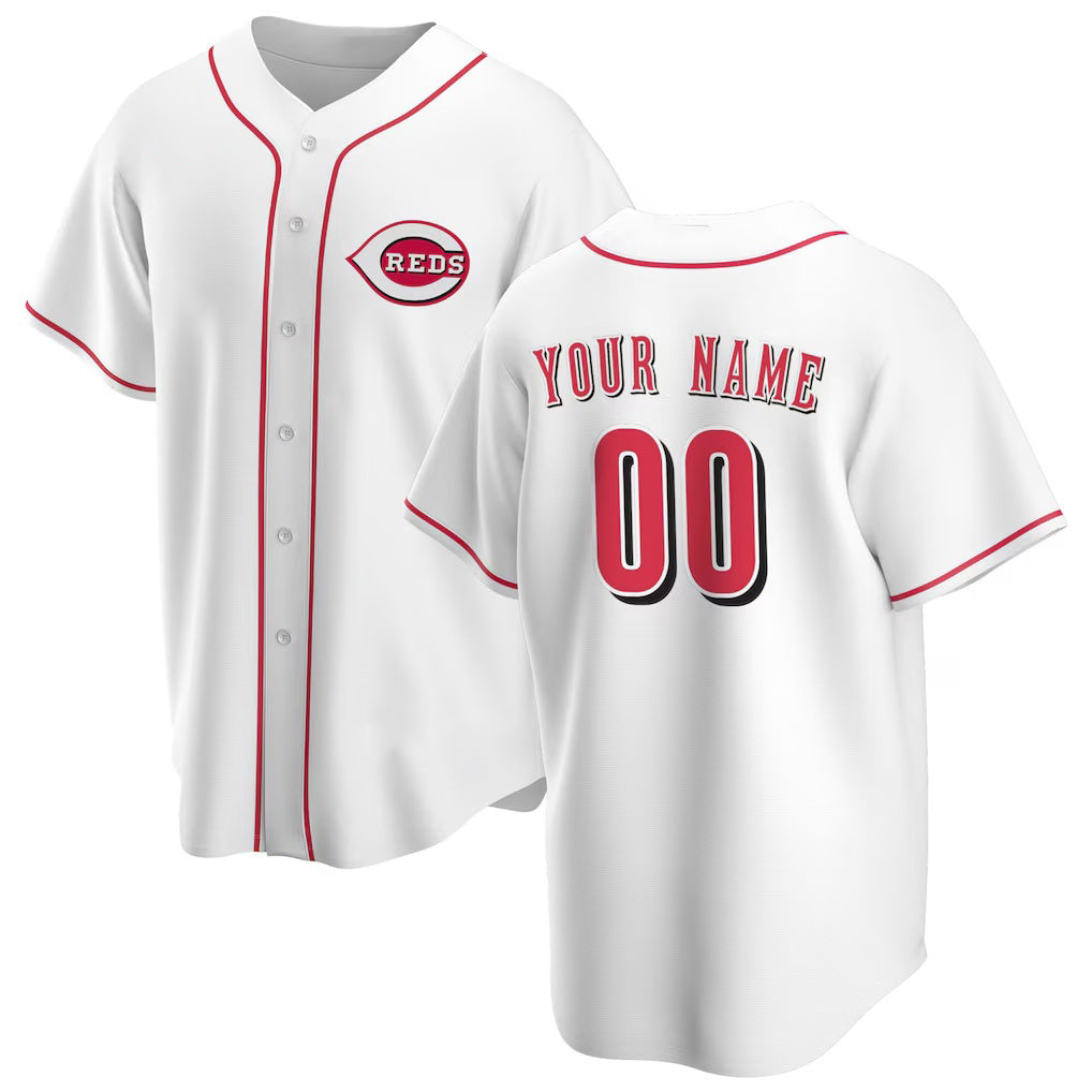 Custom Cincinnati Reds White JEROMEN Home Replica Jersey