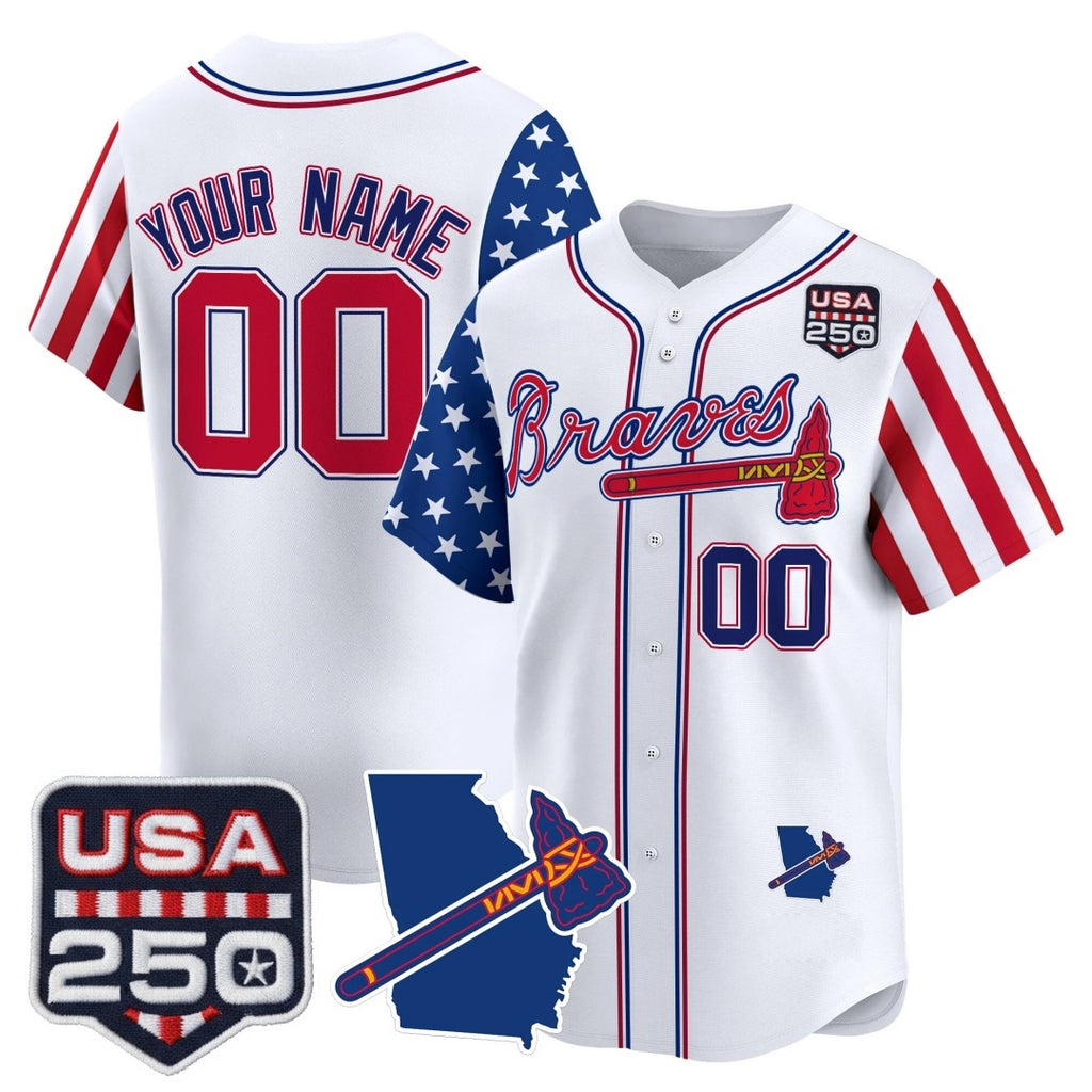 Custom Atlanta Braves America 250 Edition Vapor Premier Limited White JEROMEN Stitched Jerseys