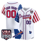 Custom Atlanta Braves America 250 Edition Vapor Premier Limited White JEROMEN Stitched Jerseys