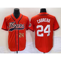 Detroit Tigers #24 Miguel Cabrera Number Orange JEROMEN Cool Base Stitched Jersey