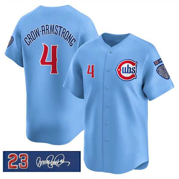 Chicago Cubs #4 Pete Crow-Armstrong Blue JEROMEN 'Ryne Sandberg Tribute' Vapor Limited V3 Stitched Jersey
