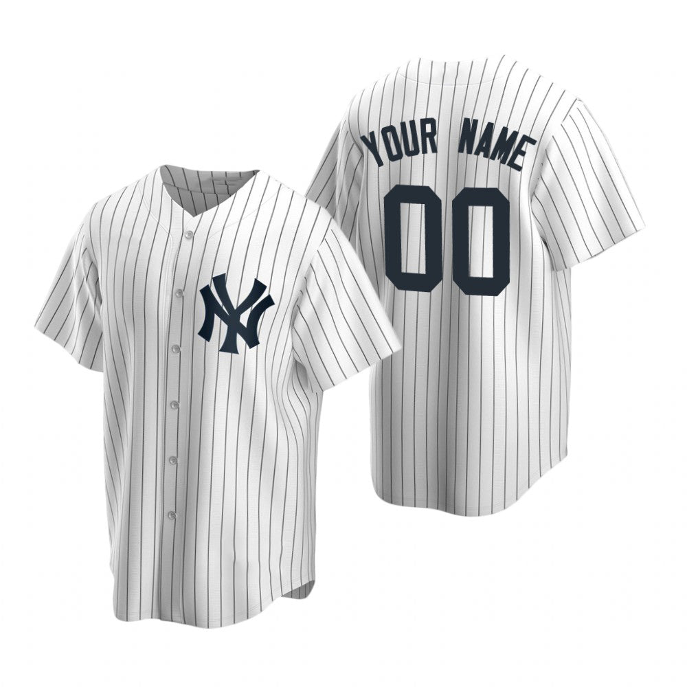 Custom New York Yankees White JEROMEN Stitched Cool Base Home Jersey