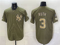 New York Yankees #3 Babe Ruth Olive JEROMEN 2026 Armed Forces Day Stitched Jersey