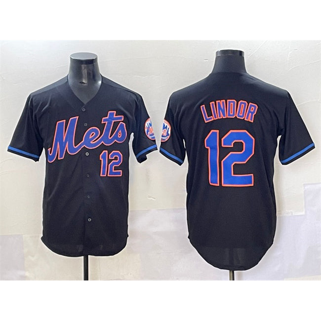 New York Mets #12 Francisco Lindor Black JEROMEN Alternate Limited Stitched Jersey