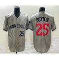 Minnesota Twins #25 Byron Buxton Number 2023 Grey JEROMEN Home Team Cool Base Stitched Jersey