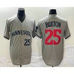 Minnesota Twins #25 Byron Buxton Number 2023 Grey JEROMEN Home Team Cool Base Stitched Jersey